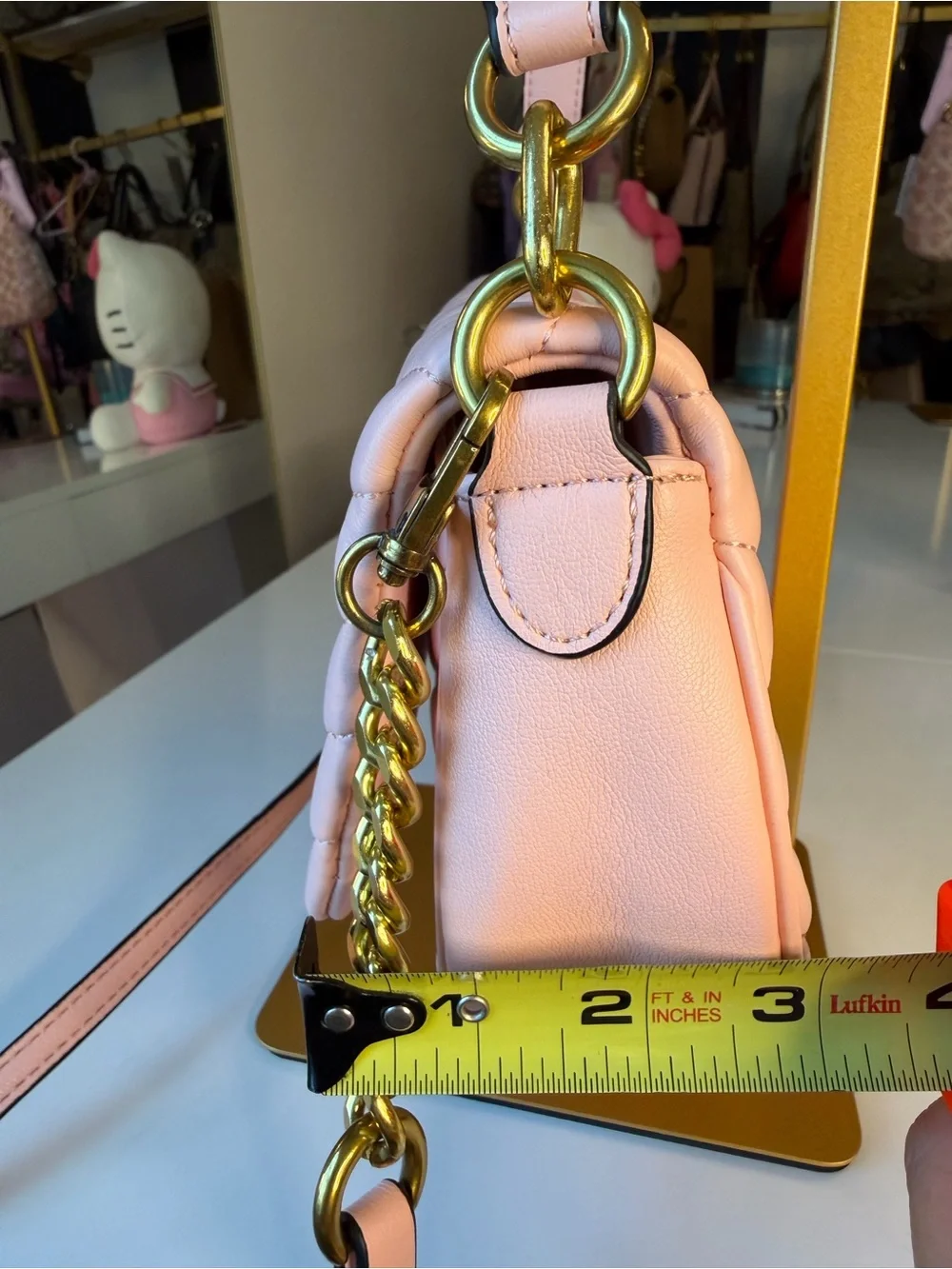 Tory Burch Kira Chevron Small Flap Pink Gold Shoulder Bag Logo 💕🛍️